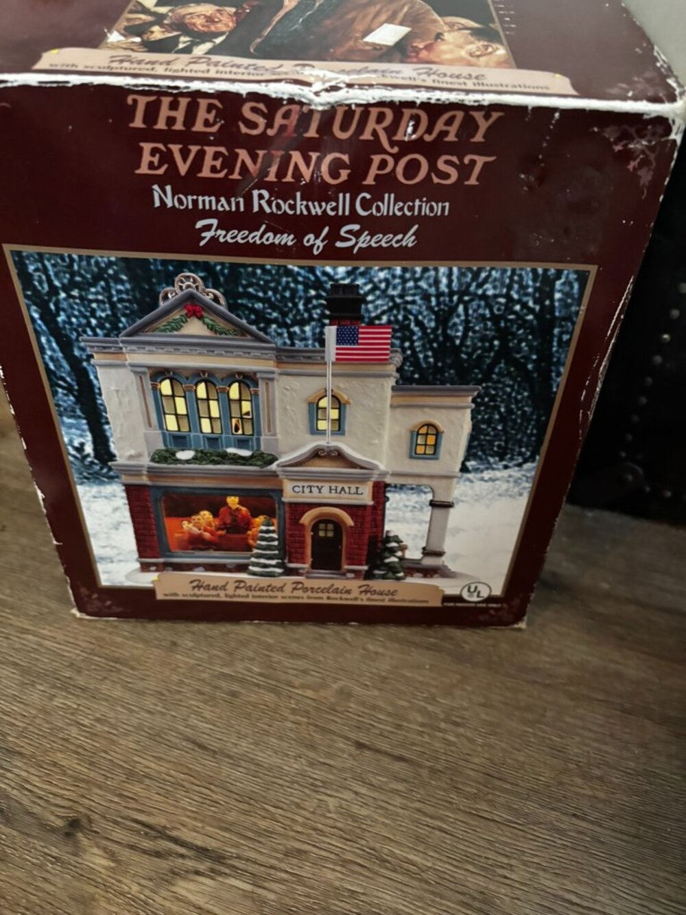 Norman Rockwell Saturday Evening Post Christmas village light up house City Hall